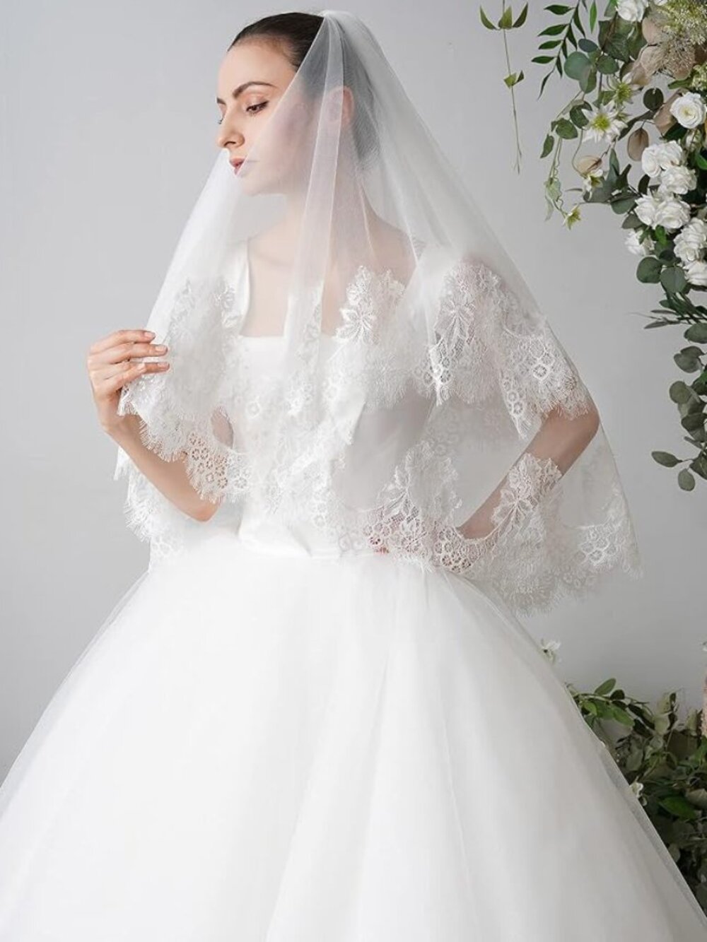 Fingertip Length Wedding Bridal Veil 2 Tier